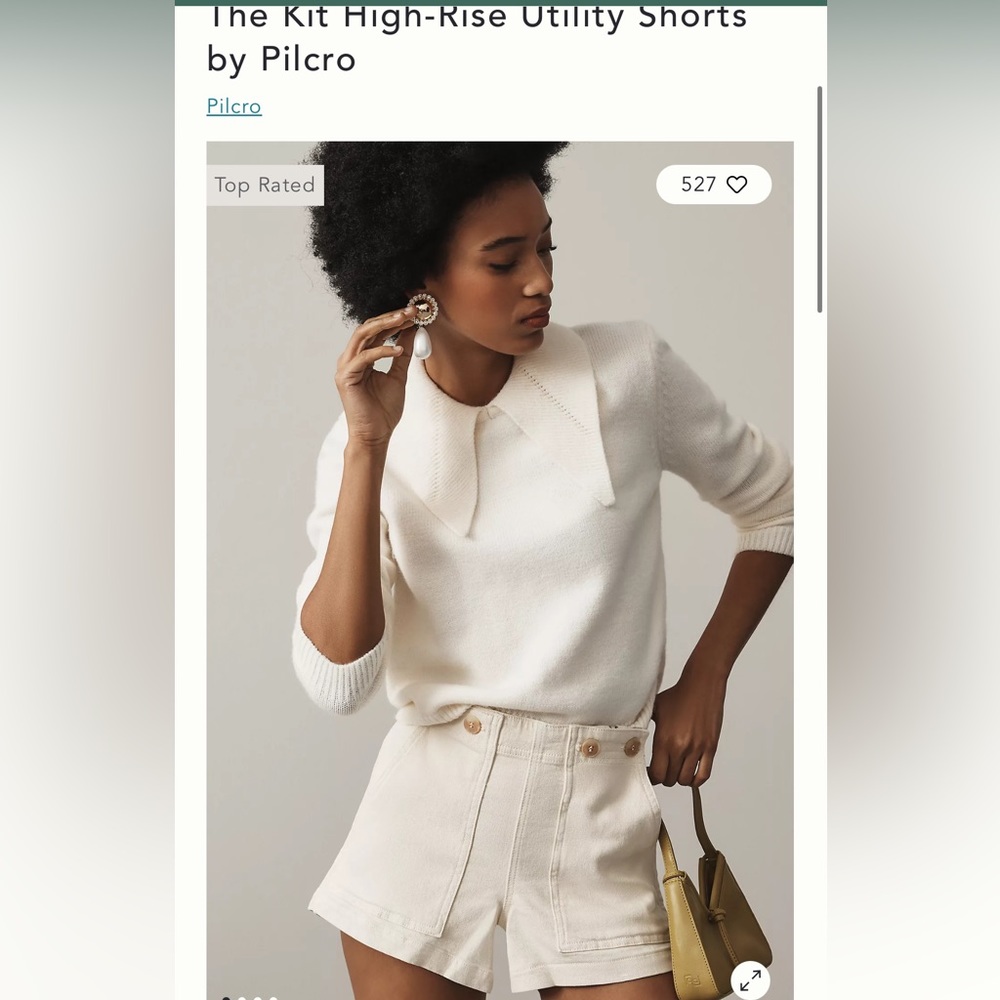 Anthropologie Cream High-Rise Utility Shorts